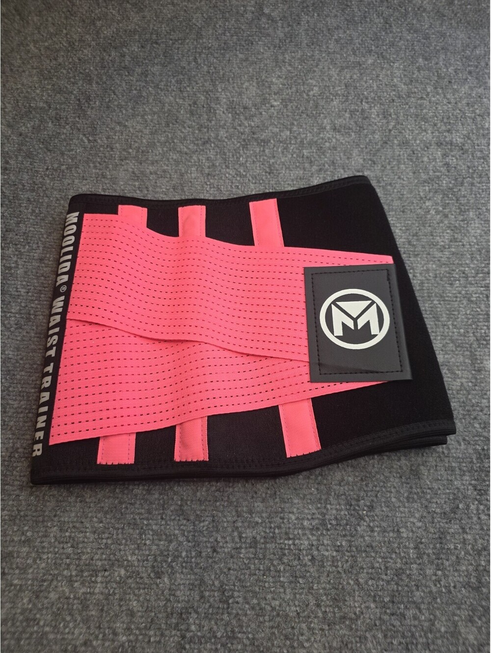 NWOT Moolida Waist Trainer Belt Women Pink Black Slimming Sweat Trimmer Small